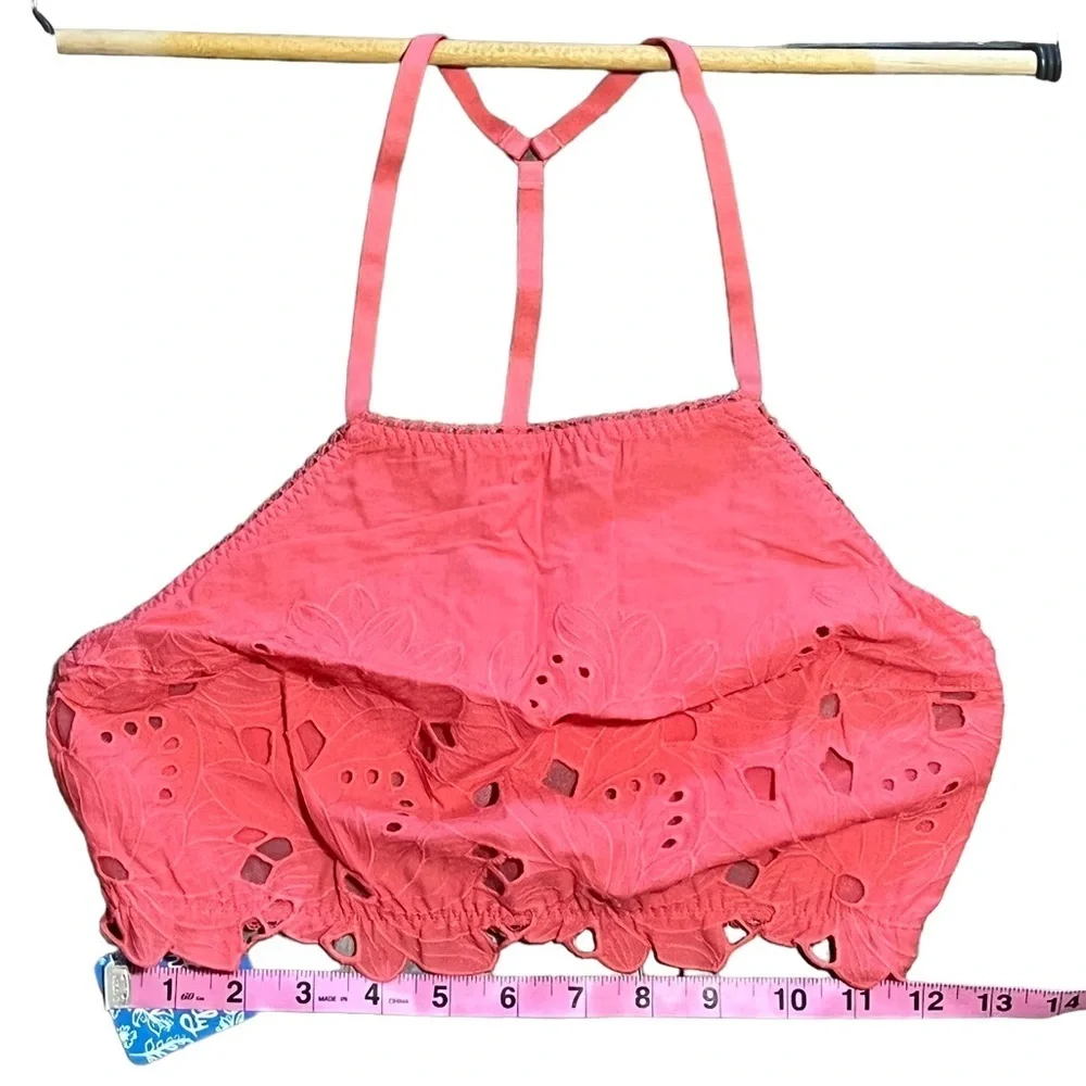 FREE PEOPLE Intimately June High Neck bralette Kiss Kiss coral Medium NWT - Picture 8 of 13
